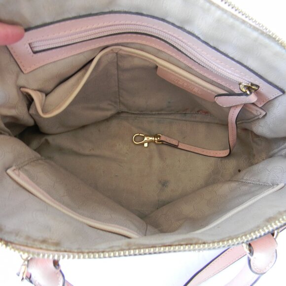 MICHAEL KORS SAFFIANO LEATHER CINDY DOMED SATCHEL LIGHT PINK - Picture 7 of 8